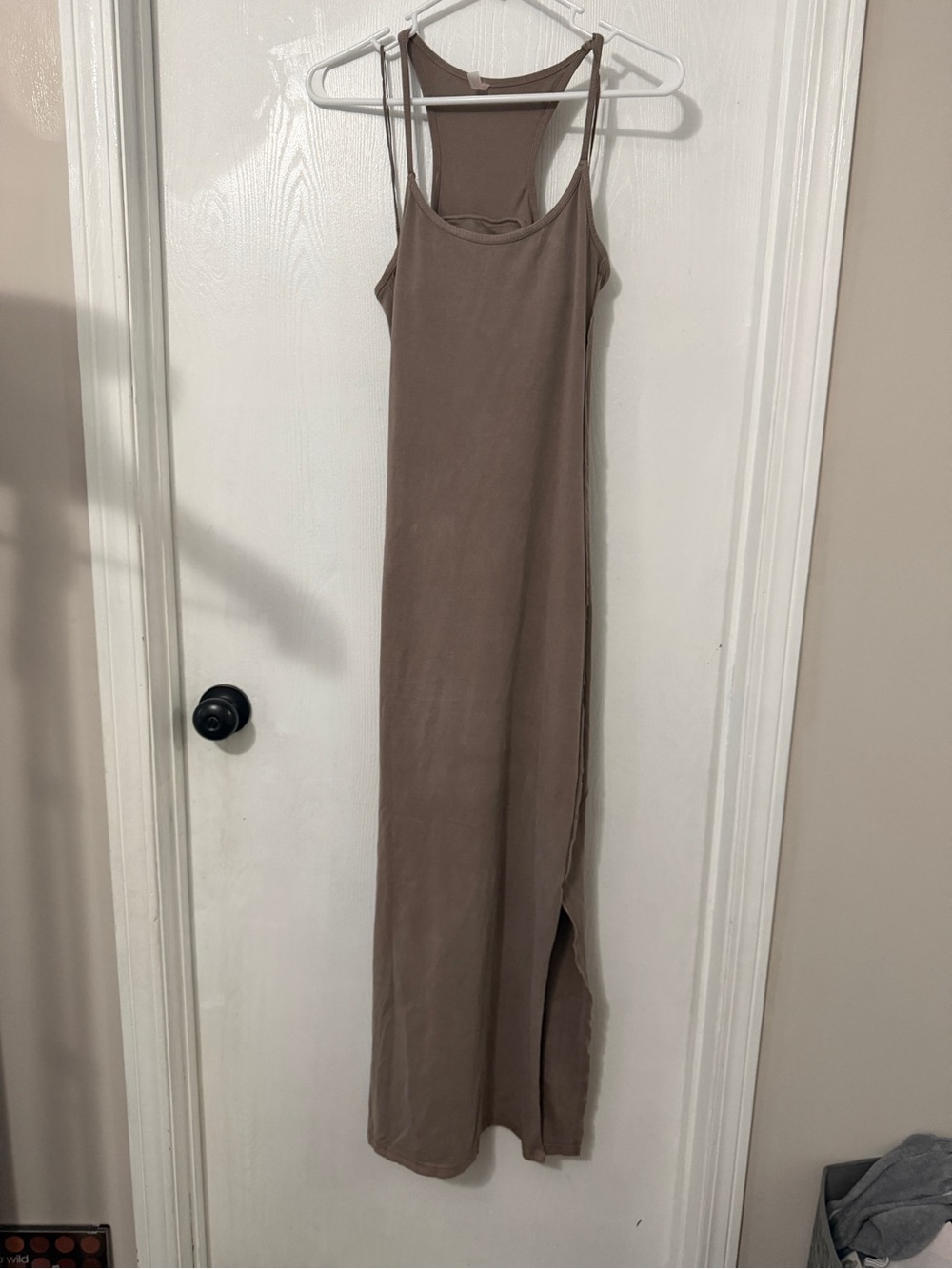 FP Movement by Free People Taupe Racerback Maxi Dress with Side Slit